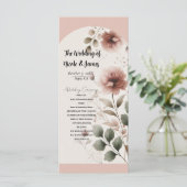 Wüste Rose Pink Blumengrün Hochzeitsprogramm Programm (Stehend Vorderseite)