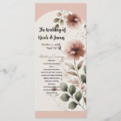 Wüste Rose Pink Blumengrün Hochzeitsprogramm Programm (Vorderseite)
