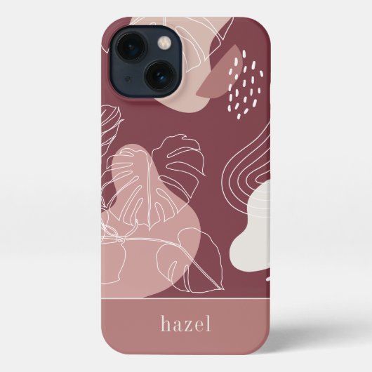 Wüste Rose Pink Boho Tropical Monstera Leaf iPhone Hülle (Rückseite)