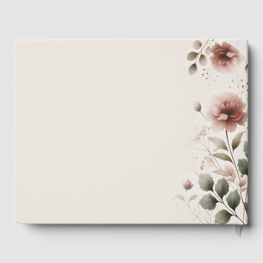 Wüste Rose Pink & Green Blumengrün Hochzeit Gästebuch (Rückseite)