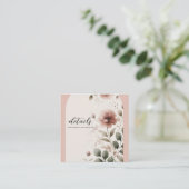 Wüste Rose Pink & Green Blumengrün Hochzeit Quadratische Visitenkarte (Stehend Vorderseite)