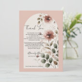 Wüste Rose Pink & Green Blumengrün Vielen Dank Einladung (Stehend Vorderseite)