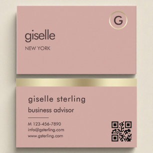 Wüste Rose QR Code Imitats Gold Foil Monogram Visitenkarte