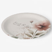 Wüste Rose Rosa Blumengrün Bridal Wedding Pappteller (Schrägansicht)