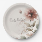 Wüste Rose Rosa Blumengrün Bridal Wedding Pappteller (Vorderseite)