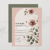 Wüste Rose Rosa Blumengrün Hochzeit RSVP Einladung (Vorne/Hinten)