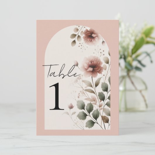 Wüste Rose Rosa Blumengrün Tischnummer (Stehend Vorderseite)