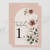 Wüste Rose Rosa Blumengrün Tischnummer (Vorne/Hinten)