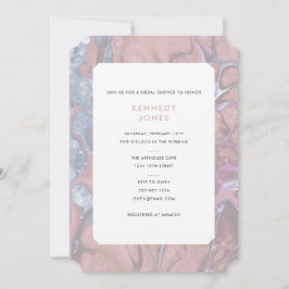 Wüste Rose Rosa und blaues Marmor Brautparty Einladung