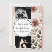 Wüste Rose Rosa und Grün Save the Date Einladung (Vorderseite)