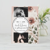 Wüste Rose Rosa und Grün Save the Date Einladung (Stehend Vorderseite)