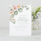 Wüste Rose und Kakteen Wedding Einladung (Stehend Vorderseite)