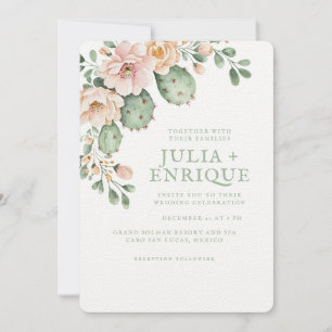 Wüste Rose und Kakteen Wedding Einladung