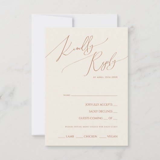 Wüste | RSVP Karte mit Beige Menü (Vorderseite)