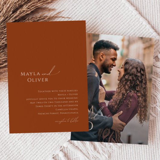 Wüste | Rust Monogram Foto Wedding Einladung