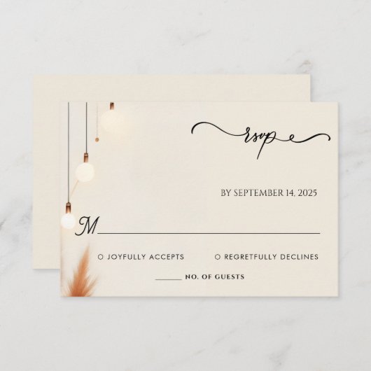 Wüste Rustic Boho Autumn Ombre Brown Wedding RSVP Karte (Vorne/Hinten)