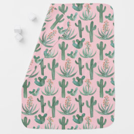 Wüste Saguaro Cacti Succulents Wasserfarbe Babydecke