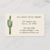 Wüste Saguaro Cacti Wasserfarbe Einzigartig Rustik Visitenkarte (Rückseite)