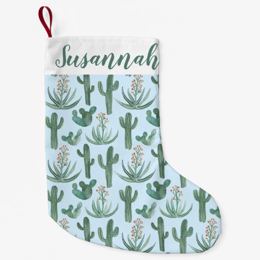 Wüste Saguaro Cactus Succulents Muster CUSTOM Kleiner Weihnachtsstrumpf (Vorderseite)