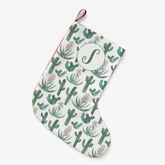 Wüste Saguaro Cactus Succulents Muster CUSTOM Kleiner Weihnachtsstrumpf (Vorderansicht (hängend))