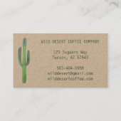 Wüste Saguaro Cactus Watercolor Unique Boho Kraft Visitenkarte (Rückseite)