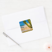 Wüste Saguaro Cactus Wedding Name Location Quadratischer Aufkleber (Umschlag)