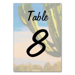 Wüste Saguaro Cactus Wedding Table Card White Tischnummer