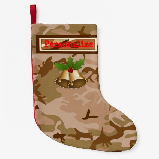 Wüste Sand Camouflage Weihnachten Strumpf mit Gloc Kleiner Weihnachtsstrumpf (Vorderseite)
