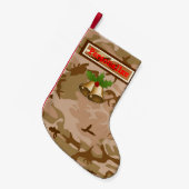 Wüste Sand Camouflage Weihnachten Strumpf mit Gloc Kleiner Weihnachtsstrumpf (Vorderansicht (hängend))