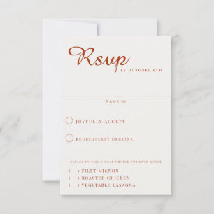 Wüste Sienna Meal Choice Hochzeit RSVP Karte