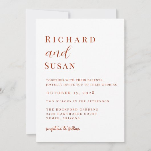 Wüste Sienna Moderne Minimalistische Hochzeit Einladung (Vorderseite)