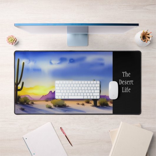 Wüste Sonnenaufgang Landschaftlich Wasserfarbe Schreibtischunterlage (Büro 1)