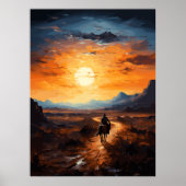 Wüste Sonnenuntergang auf dem Pferd, Serene Wall A Poster (Vorne)