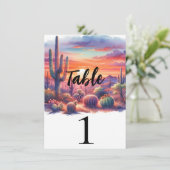 Wüste Sonnenuntergang Glühen Aquarell Tischnummer (Stehend Vorderseite)