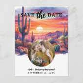 Wüste Sonnenuntergang Glühen Wasserfarbe Save the  Ankündigungspostkarte (Vorderseite)