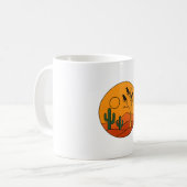 Wüste Sonnenuntergang mit Krähen - Kühne grafische Kaffeetasse (Vorderseite Links)