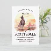 Wüste Sonnenuntergang Wasserfarbenbrille zum Bache Einladung (Stehend Vorderseite)