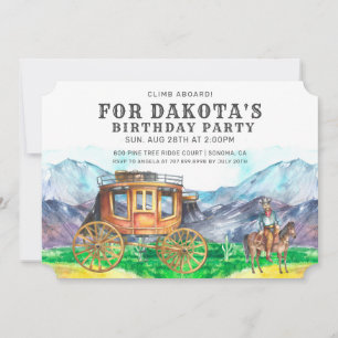 Wüste Stagecoach Cowboy Geburtstagsparty Einladung