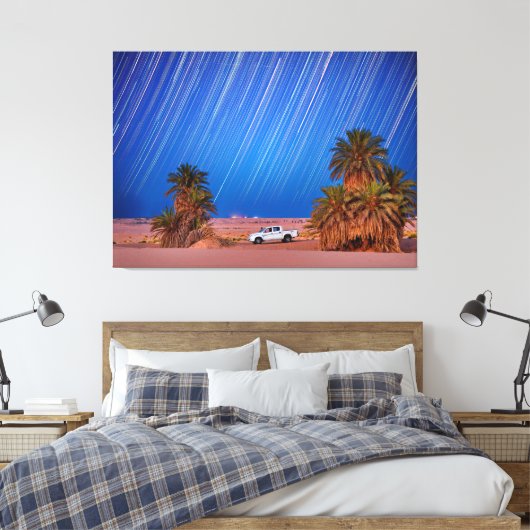 Wüste-Star-Trails: Palm Trees & Lieferwagen Truck  Leinwanddruck (Insitu (Schlafzimmer))