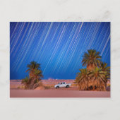 Wüste-Star-Trails: Palm Trees & Lieferwagen Truck Postkarte (Vorderseite)
