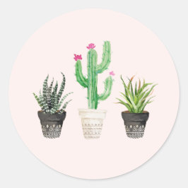 Wüste Succulent Cactus Favor Stickers - Pink