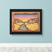 Wüste Südwest Folk Art Colorful Sunset Leinwanddruck (Insitu (Holzboden))