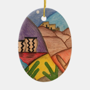 Wüste Südwest Folk Art Weihnachten Keramik Ornament