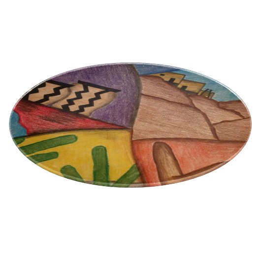 Wüste Südwest Kaktus Folk Art Schneidebrett (Ecke)