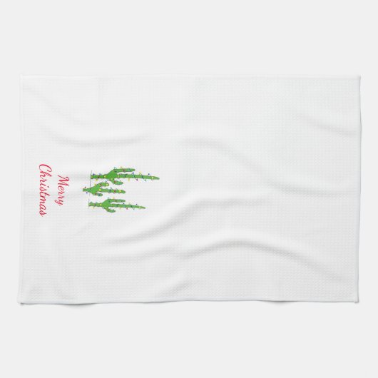 Wüste Südwest Saguaro Kactus Christmas Trees Geschirrtuch (Horizontal)