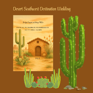 Wüste Südwestgolden Sunset Hochzeit in Urlaubsort Einladung