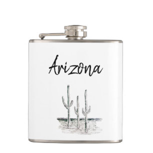 Wüste Südwestkaktus Arizona Schwarz-weiß Flachmann