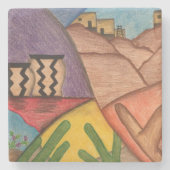 Wüste Südwestkaktus Arizona Steinuntersetzer (Vorderseite)