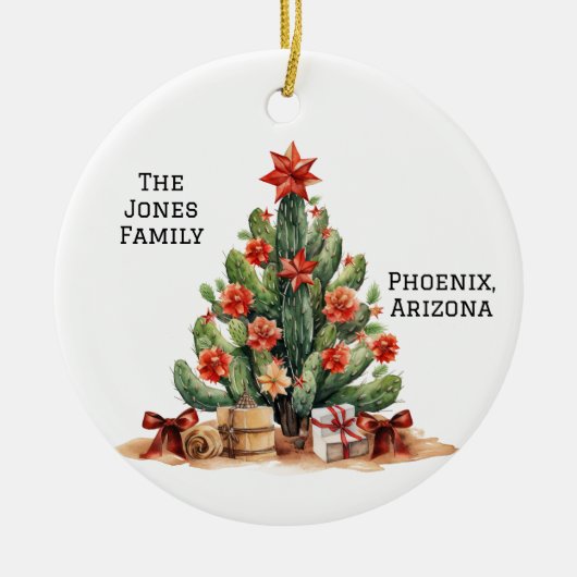 Wüste/Südwestkaktus Personalisierter Weihnachtsbau Keramik Ornament (Vorne)