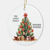 Wüste/Südwestkaktus Personalisierter Weihnachtsbau Keramik Ornament (Links)